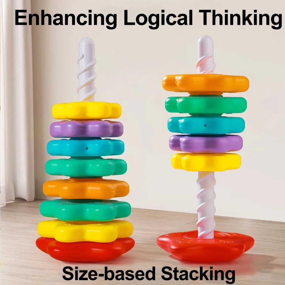 Baby Rainbow Stacking Toy – Rotating Montessori Tower