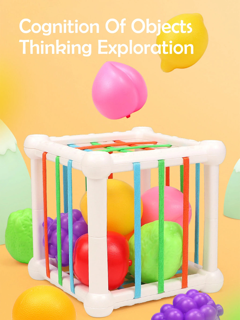Rainbow Shape Sorter Toy – Montessori Sensory Cube