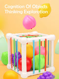 Rainbow Shape Sorter Toy – Montessori Sensory Cube