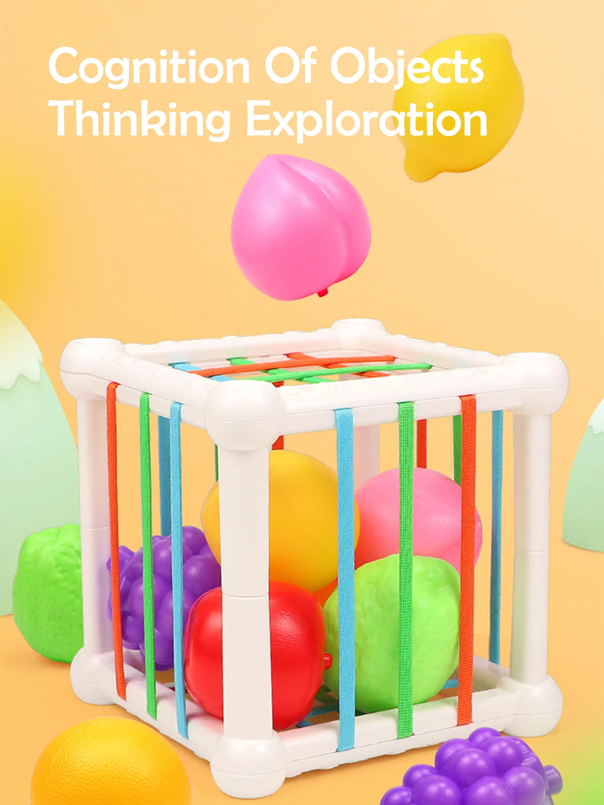 Rainbow Shape Sorter Toy – Montessori Sensory Cube