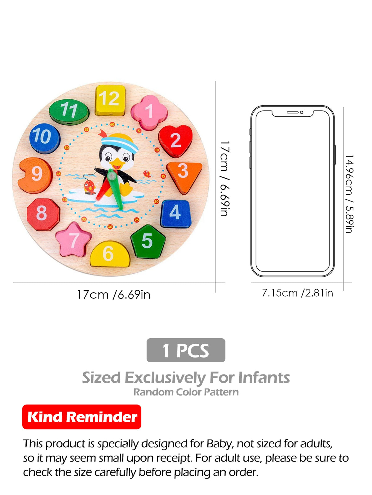 Wooden Montessori Clock Puzzle – Educational Learning Toy for Kids