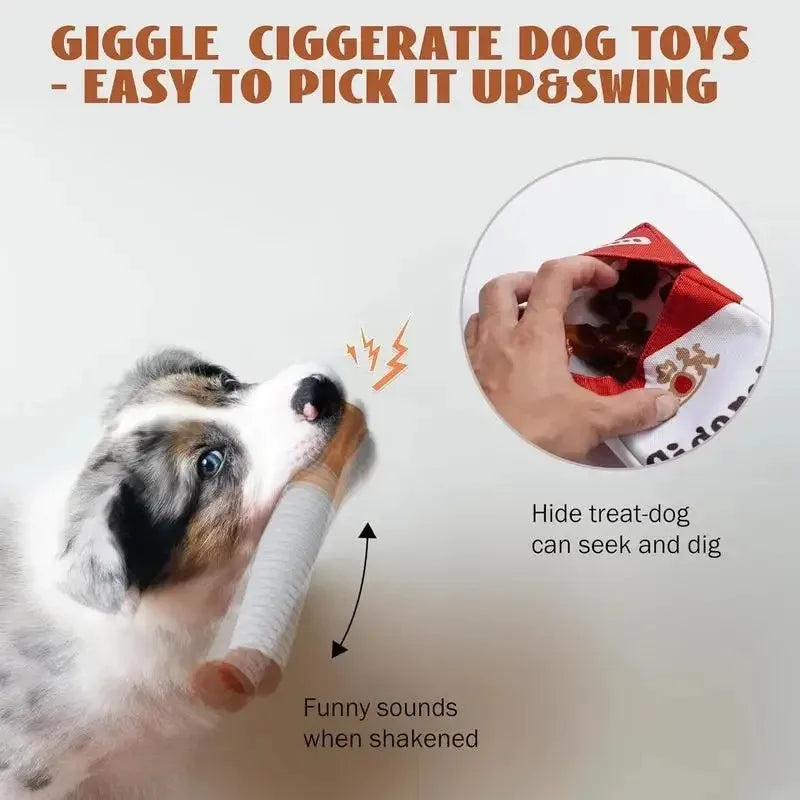 Funny Cigarette-Shaped Plush Dog Chew Toy – Soft Fleece