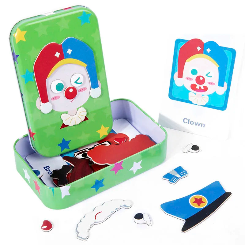 Magnetic Dress Up Puzzle Wooden Facial Expression Game