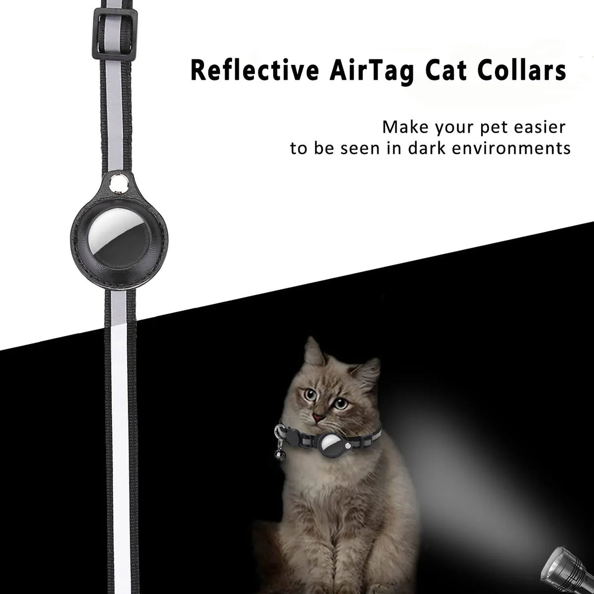 Cat AirTag Collar – Adjustable Reflective Breakaway Collar
