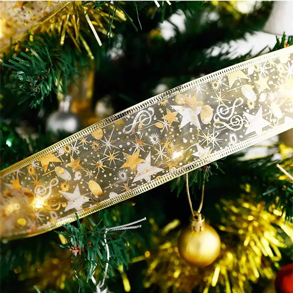 Christmas Ribbon String Lights DIY Fairy Light Tree Decoration
