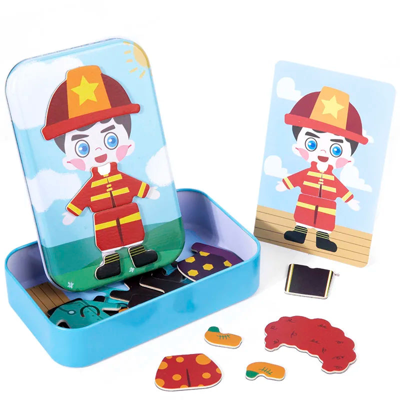 Magnetic Dress Up Puzzle Wooden Facial Expression Game
