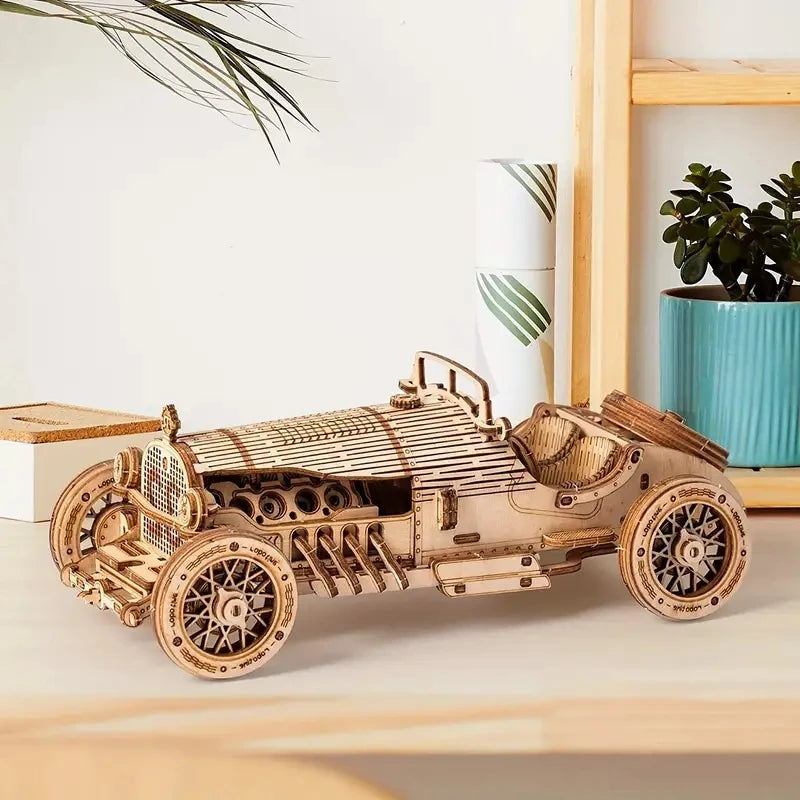 3D Wooden Car Puzzle – DIY Mechanical Model Kit