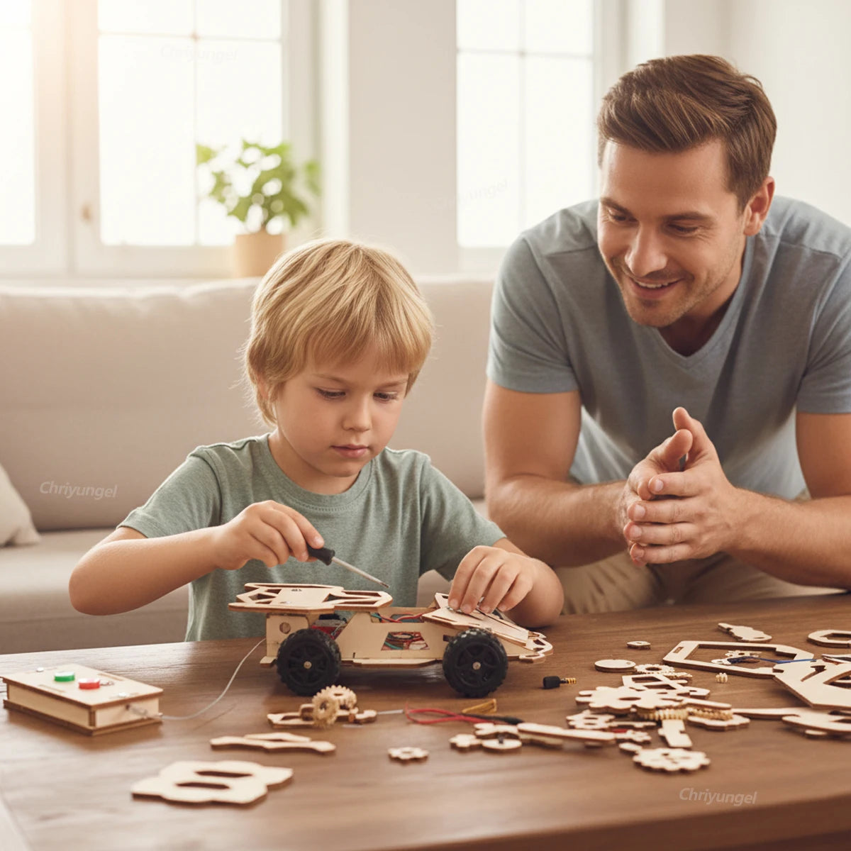 DIY Wooden Remote Control Car Kit for STEM Learning and Racing