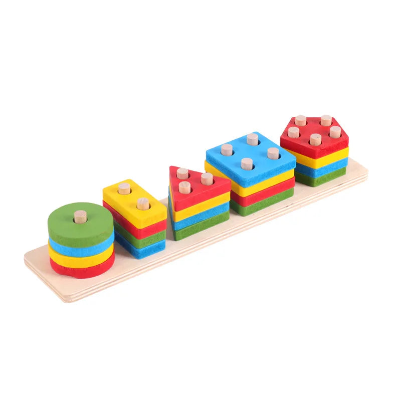 Wooden Building Blocks – Montessori Shape Matching Puzzle