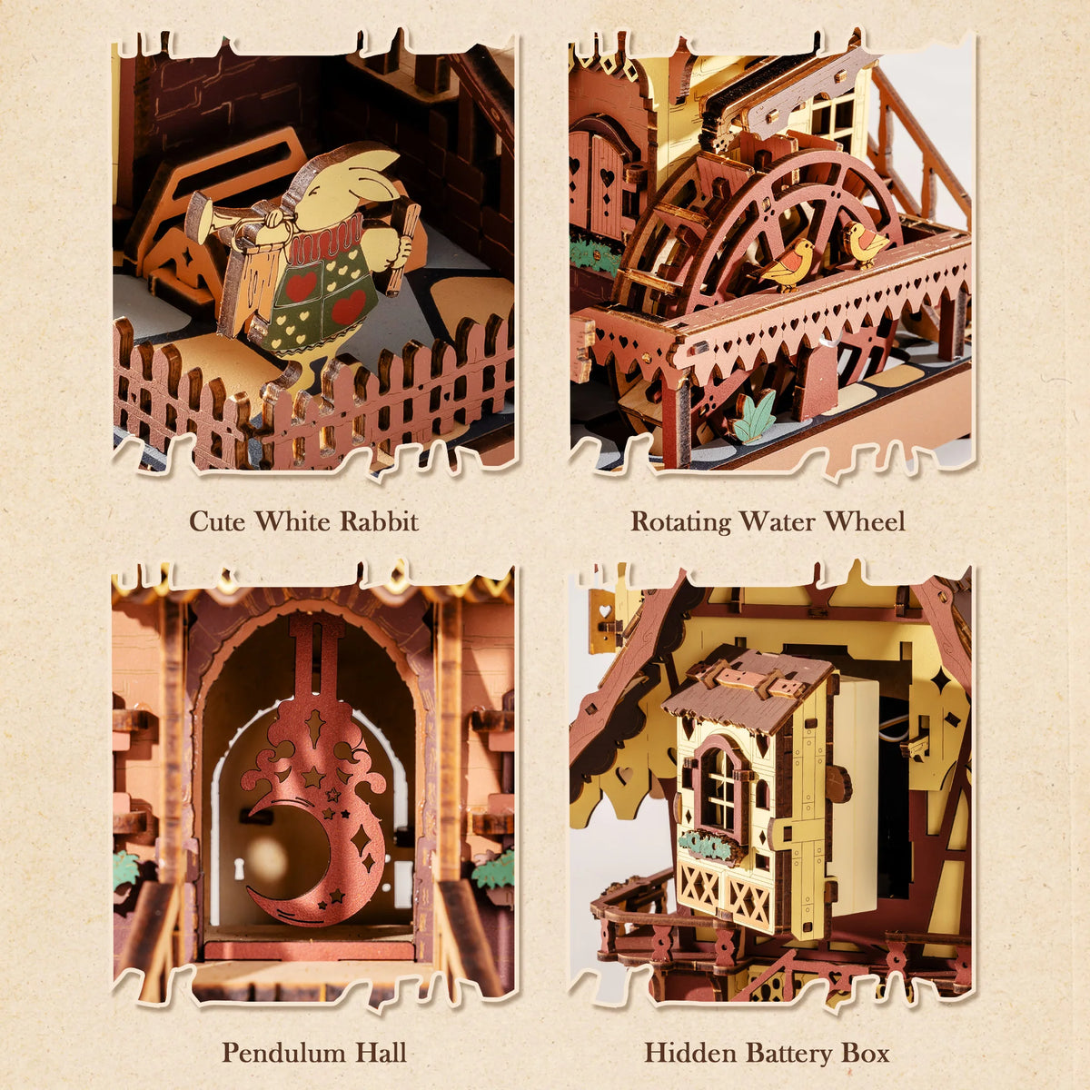 Wooden 3D Puzzle Mechanical Cuckoo Clock DIY Building Kit