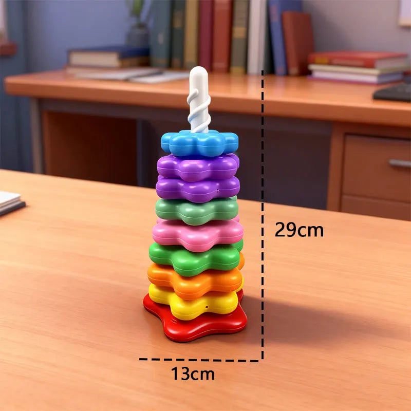 Baby Rainbow Stacking Toy – Rotating Montessori Tower