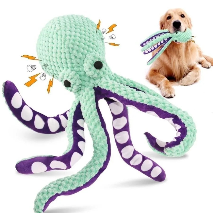 Squeaky Octopus Plush Dog Toys – 4-Pack Interactive Pet Set