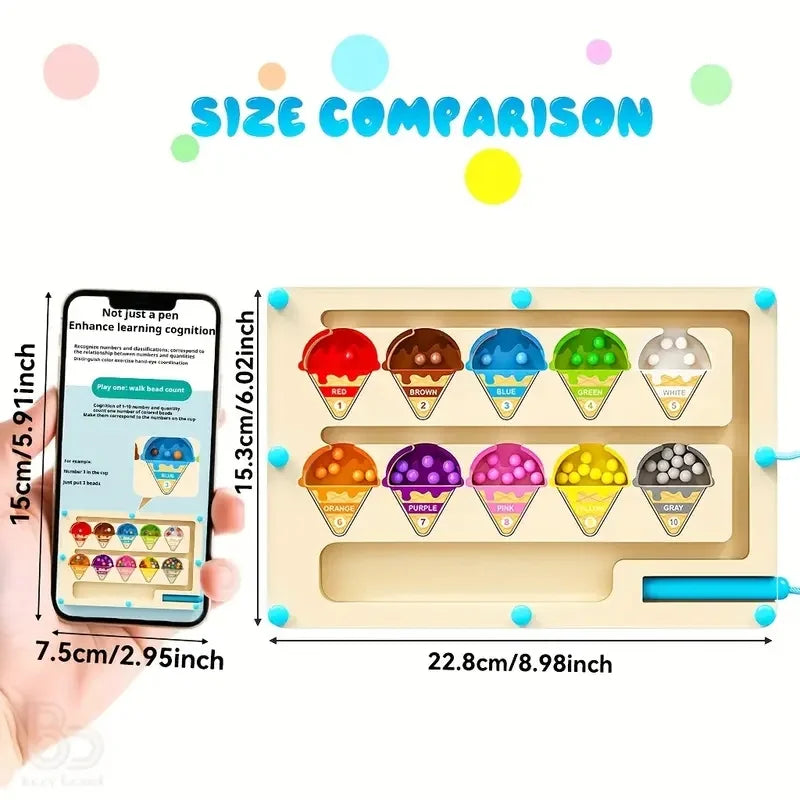 Montessori Magnetic Color Sorting Maze Number Maze Toys Wooden Puzzle Activity Board Fine Motor Toys for Toddlers Boys Girls