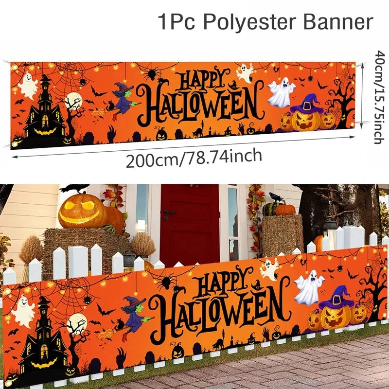 Halloween Ghost & Pumpkin Banner for Porch, Yard & Fence