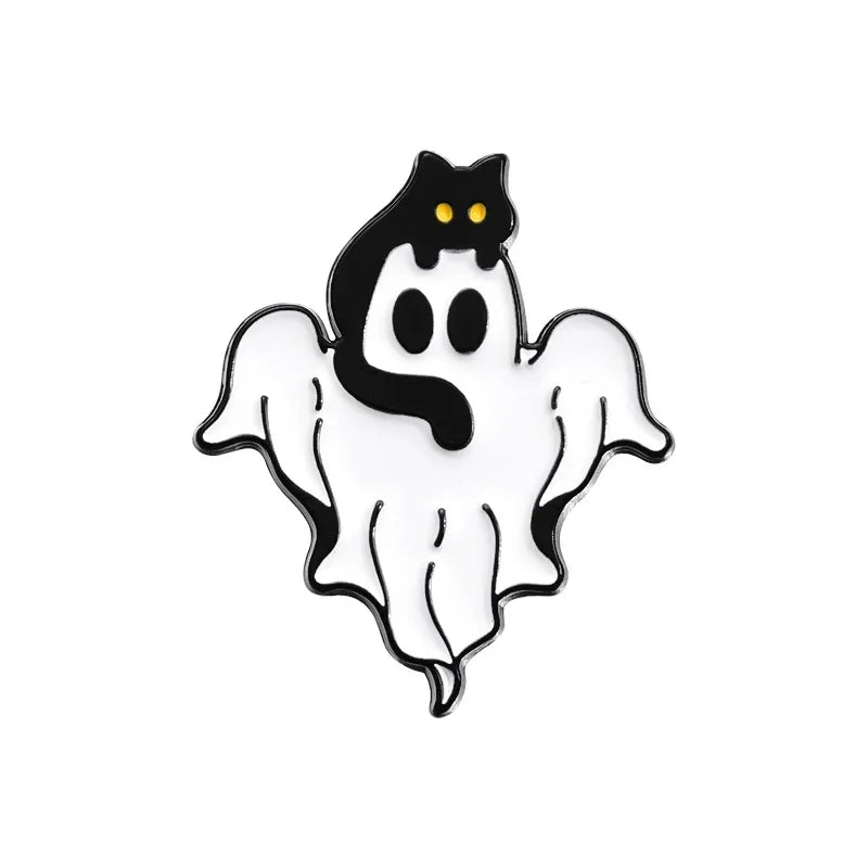 Halloween Punk Ghost Collected Enamel Pin Custom Spooky Boo With Black Cat Brooches Clothes Lapel Badge Jewelry Gift for Friends