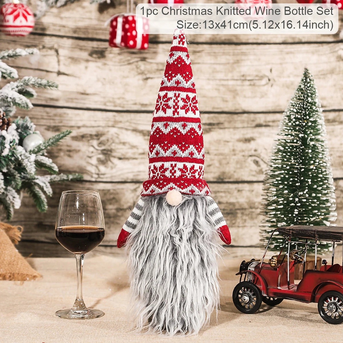 Christmas Wine Bottle Cover Festive Holiday Table Decor