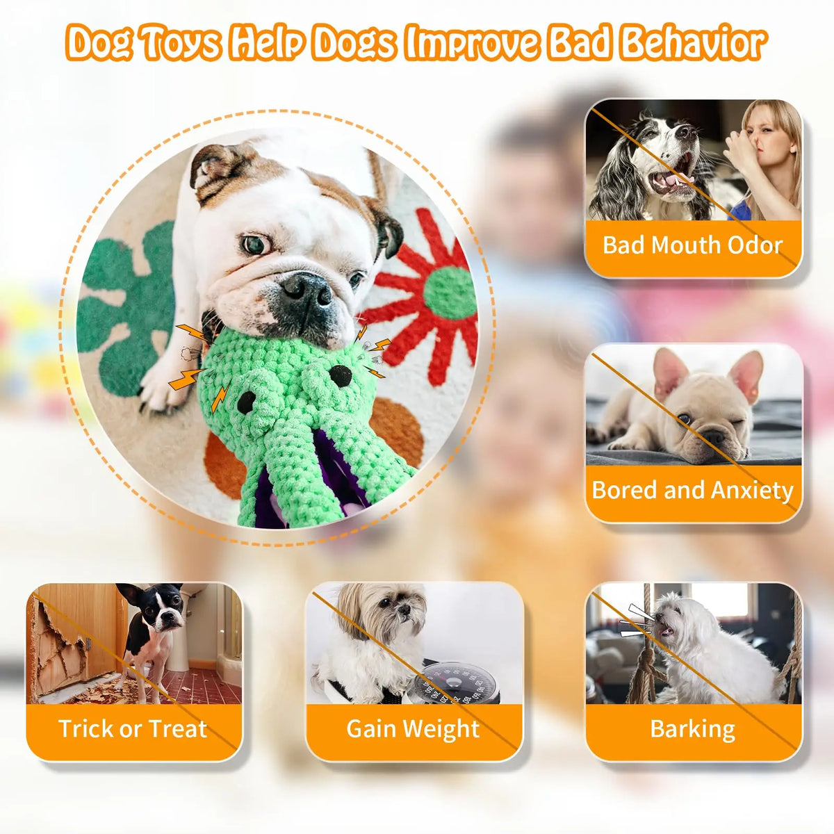 Squeaky Octopus Plush Dog Toys – 4-Pack Interactive Pet Set