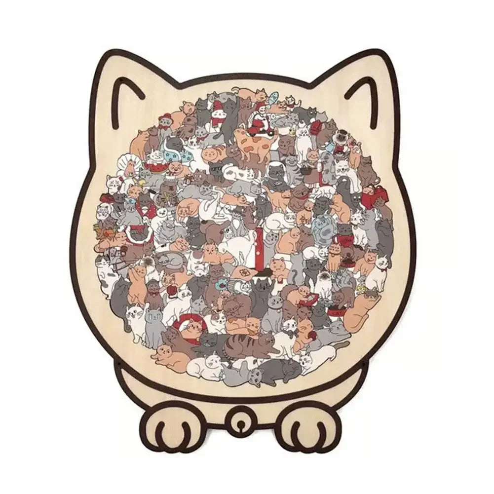 Cat Wooden Jigsaw Puzzle – 135-Piece Irregular Cat Shape