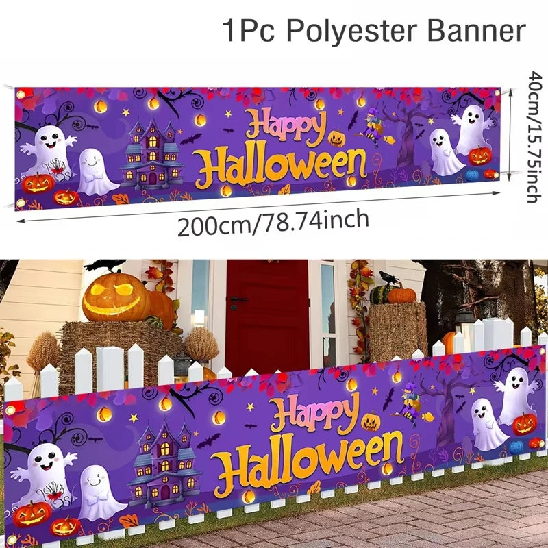 Halloween Ghost & Pumpkin Banner for Porch, Yard & Fence