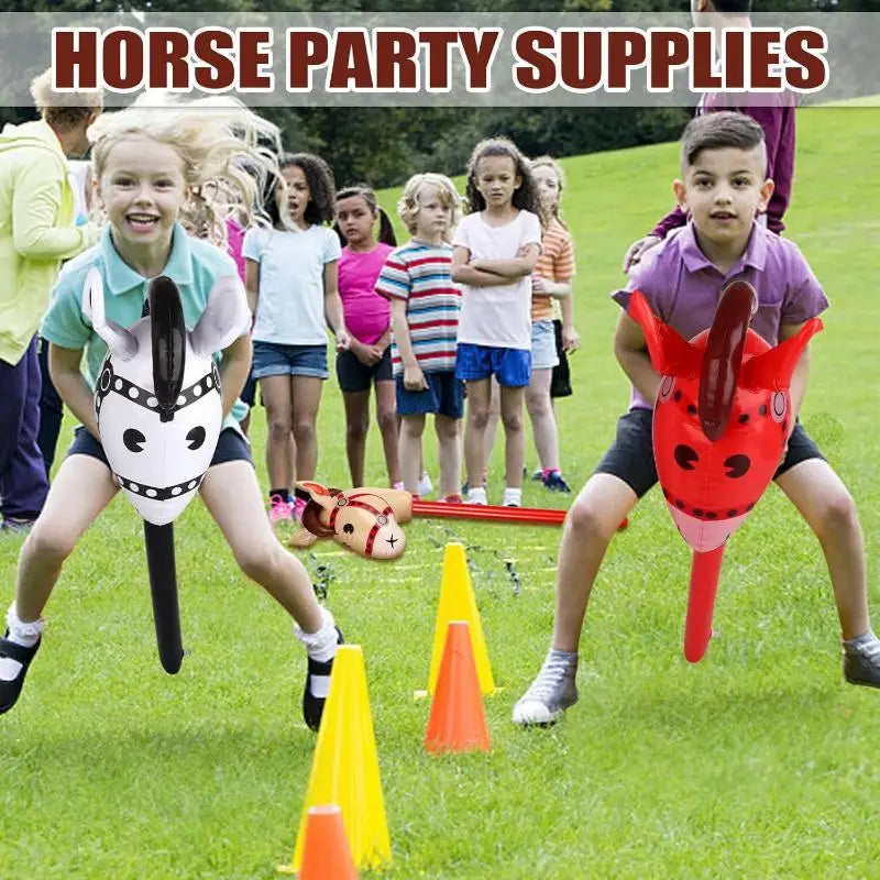 Inflatable Horse Head Stick Toy for Western & Halloween Parties