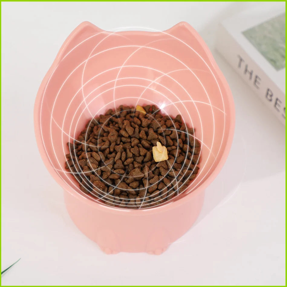 Raised Cat Bowl – Elevated Anti-Tip Plastic Pet Feeder