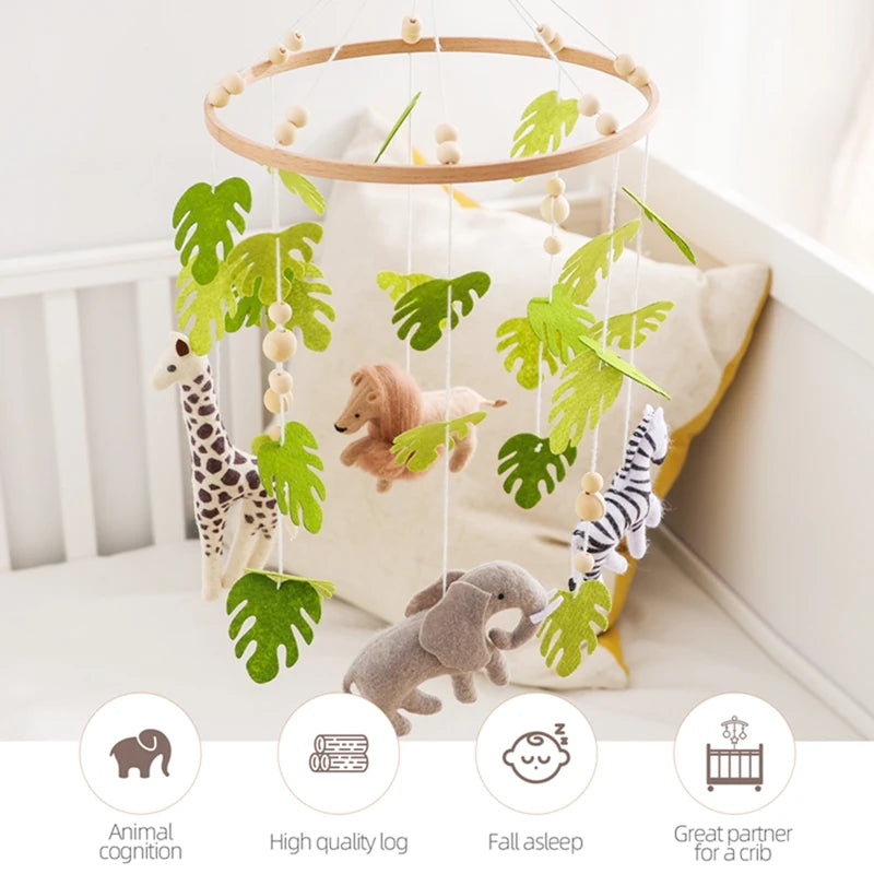 Baby Crib Mobile Toy – Felt Forest Animal Hanging Rattle