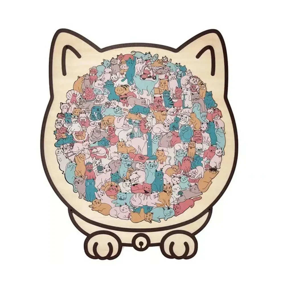Cat Wooden Jigsaw Puzzle – 135-Piece Irregular Cat Shape