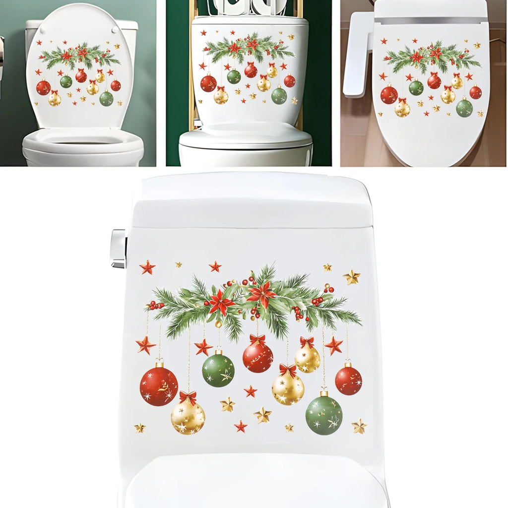 Christmas Toilet Sticker Merry Christmas Bathroom Decoration