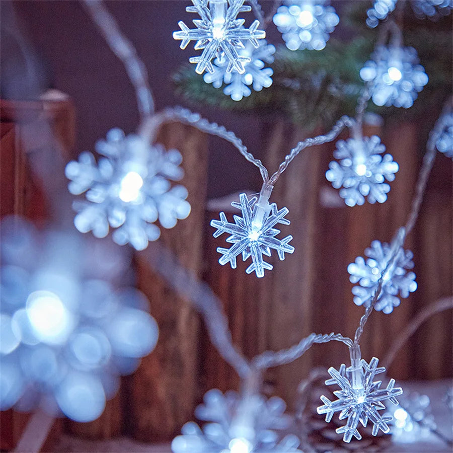 Christmas Snowflake String Lights 10/20/40 LED USB Battery Lights