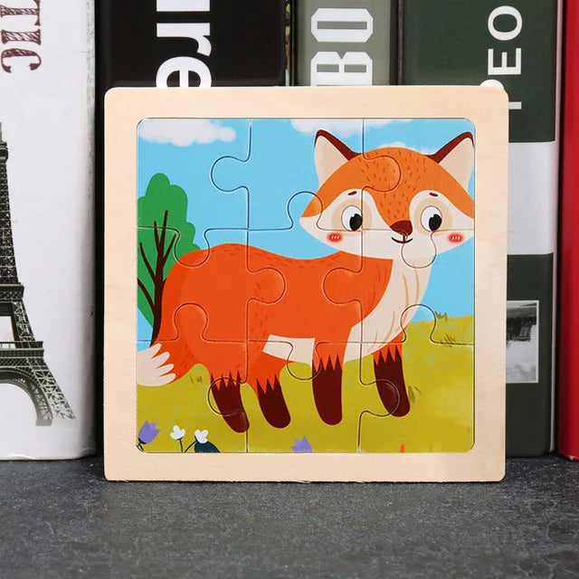 Wooden Animal Tangram Puzzle – 3D Cartoon Jigsaw