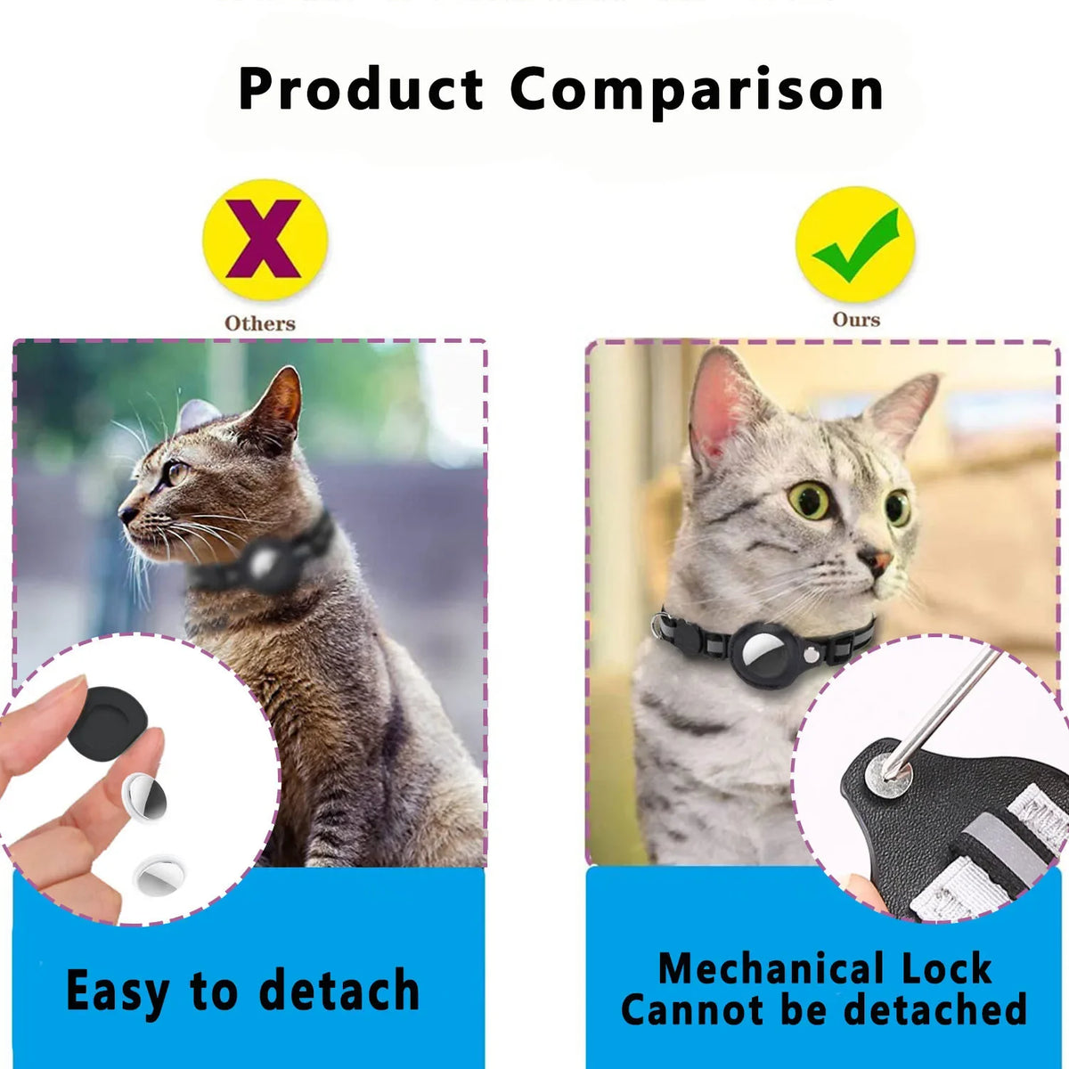 Cat AirTag Collar – Adjustable Reflective Breakaway Collar