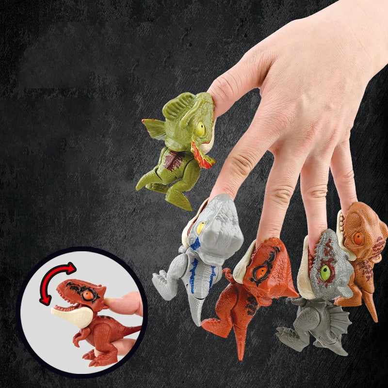 Finger Dinosaur Toy 5 Piece Movable Mini Dinosaur Figure Set