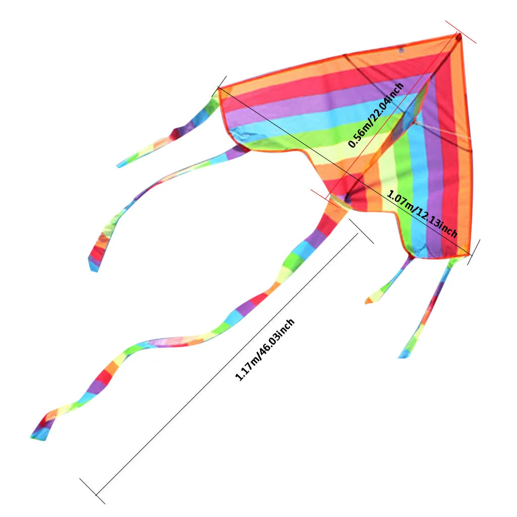 Rainbow Kite – Colorful Triangle Kite with 30m Line