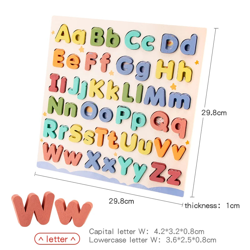 Wooden ABC Puzzle Uppercase Lowercase Alphabet Learning Toy