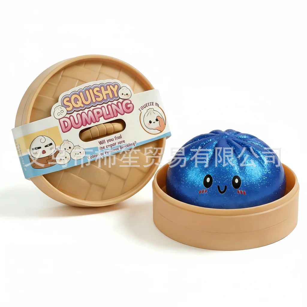 Glitter Dumpling Squishy Toy with Storage Box for Stress Relief