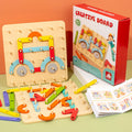 Wooden Geometric Pegboard Puzzle for Kids, Montessori Learning Toy