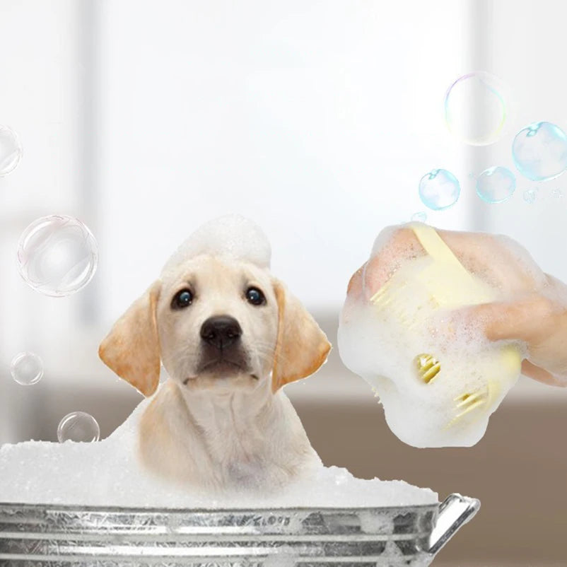 Silicone Pet Bath Brush for Dogs and Cats – Massage Grooming Tool