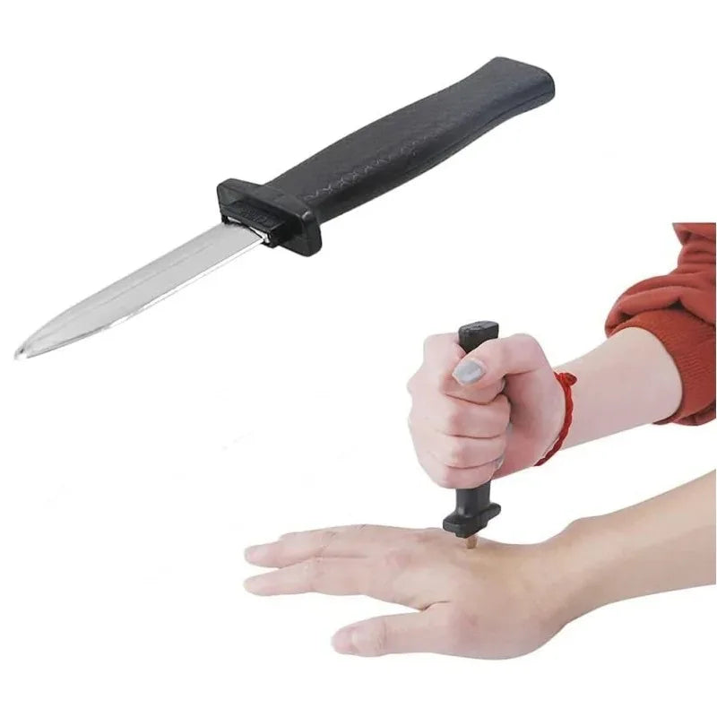 Retractable Fake Knife - Adult Plastic Magic Prank Toy for Jokes, Scary Tricks & Halloween Props (Realistic Toy)