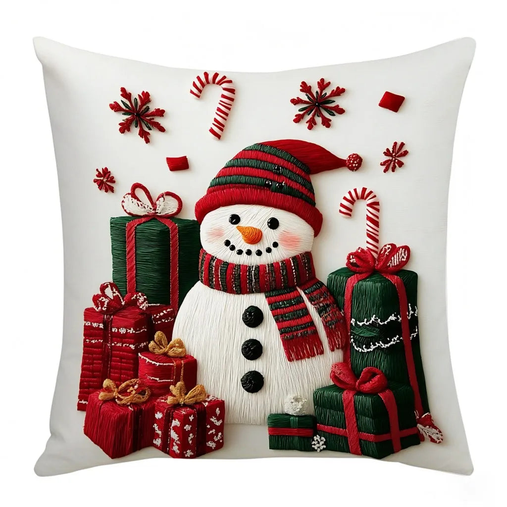 Christmas Pillow Cover 45x45cm Snowman Santa Throw Cushion Decor