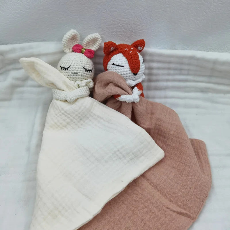 Crochet Soother Appease Towel Bib Soft Bunny Bear Sleeping Doll Teether Infants Comfort Sleeping Nursing Cuddling Doudou Blanket