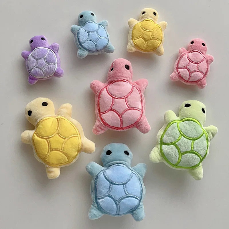 Mini Turtle Plush Dog Toy with Squeaker, 10cm