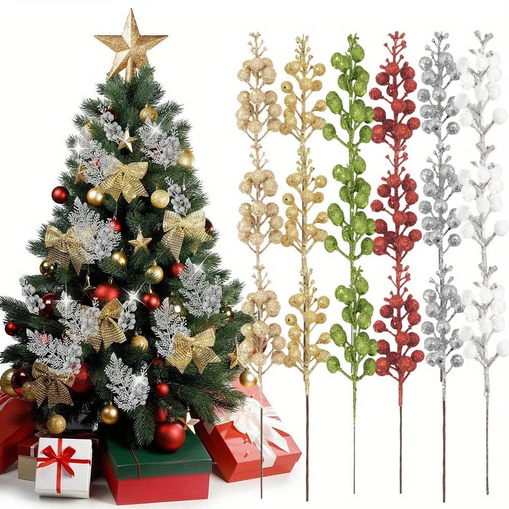 Christmas Berry Ornaments Artificial Bouquet Tree Decorations 12 Pcs