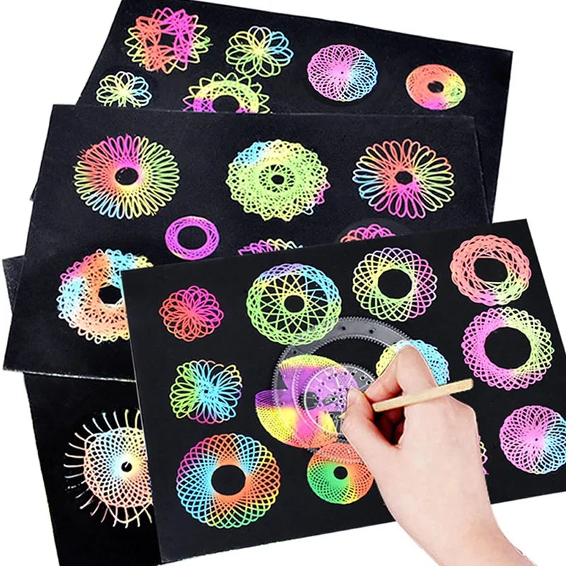 Spirograph Drawing Set with Interlocking Gears and Geometric Wheels