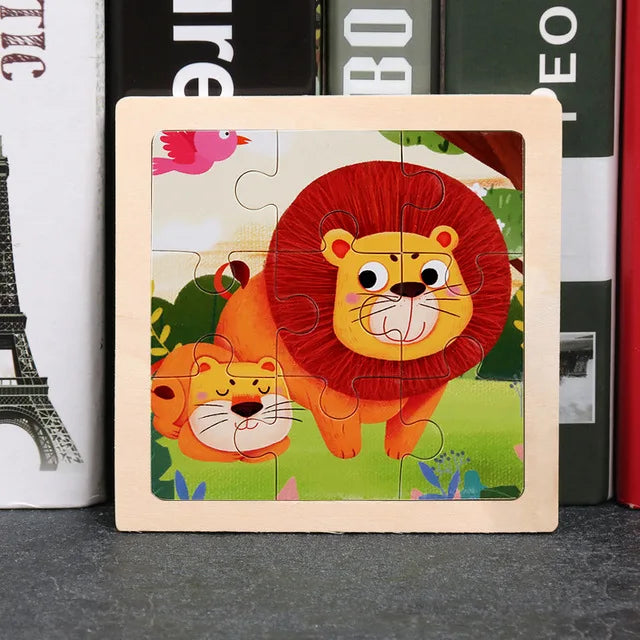Wooden Animal Tangram Puzzle – 3D Cartoon Jigsaw