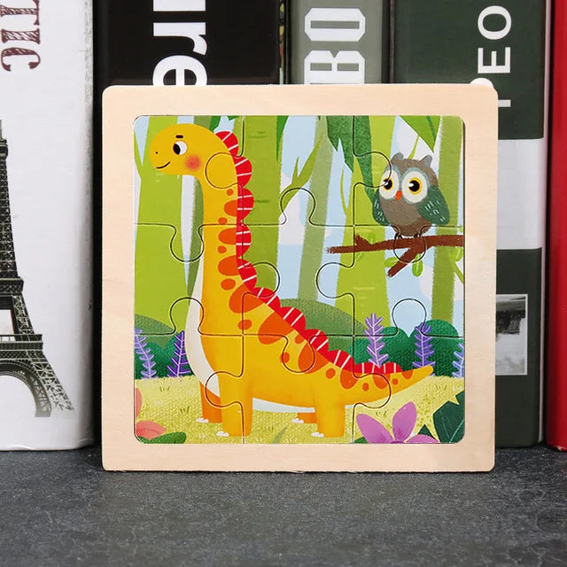 Wooden Animal Tangram Puzzle – 3D Cartoon Jigsaw