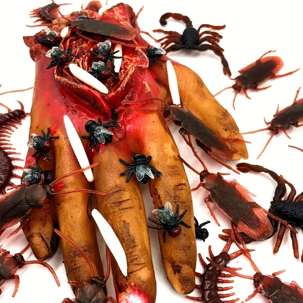 50-Piece Fake Cockroach Prank Set for Halloween & Parties