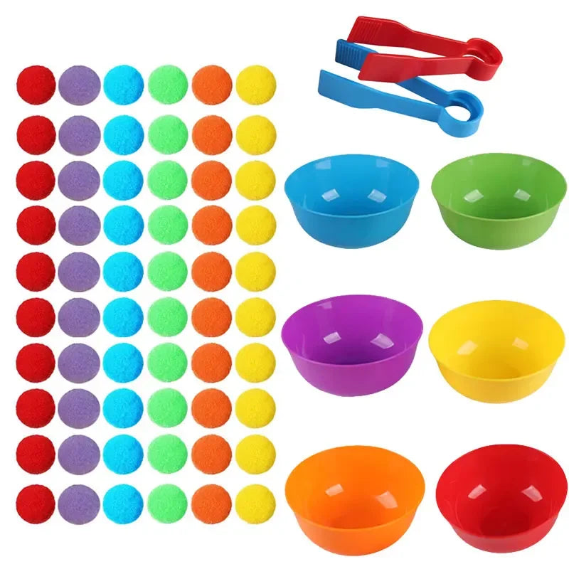 Counting and Sorting Toy – Rainbow Pom Pom Learning Set
