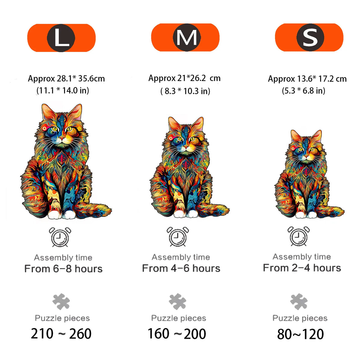 Cat Pattern Wooden Puzzle – Irregular Animal Jigsaw