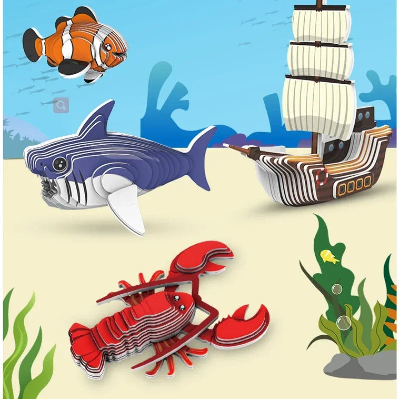 3D Dinosaur Puzzle Paper Model Educational Toy for Kids