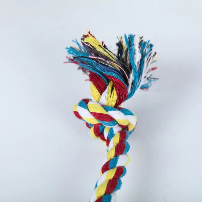 Random Color Pet Dog Toy Bite Rope Double Knot Cotton Rope Funny Cat Toy Bite Resistant and Sharp Teeth Pet Supplies Puppy Toys